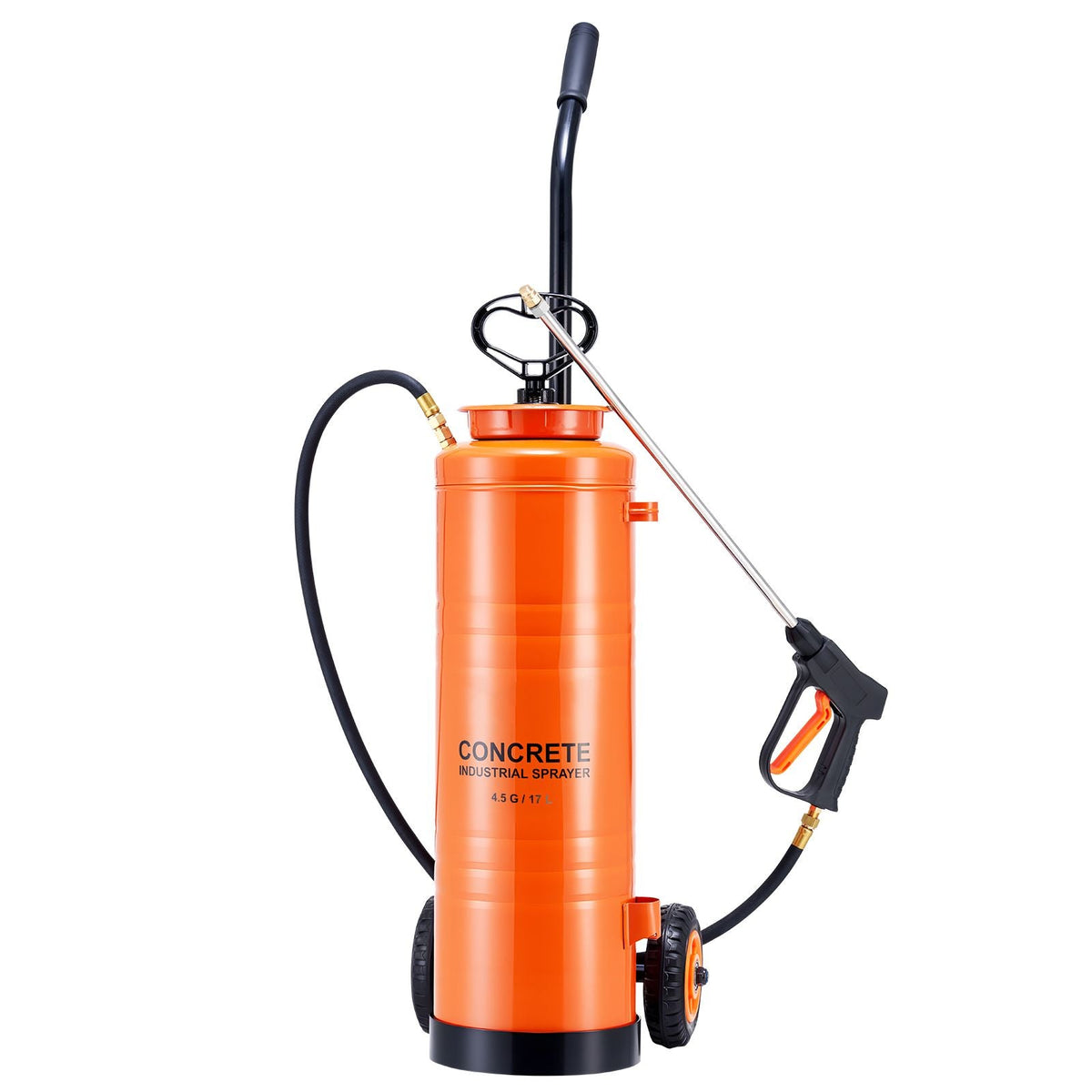 Industrial Sprayer, 4.5 Gallons Large Capacity, Stainless Steel Concrete Sprayer with Ergonomic Handle & Removable Cart, 48" & 120" Hose, Concrete Sealer Sprayers for Form Oils Construction
