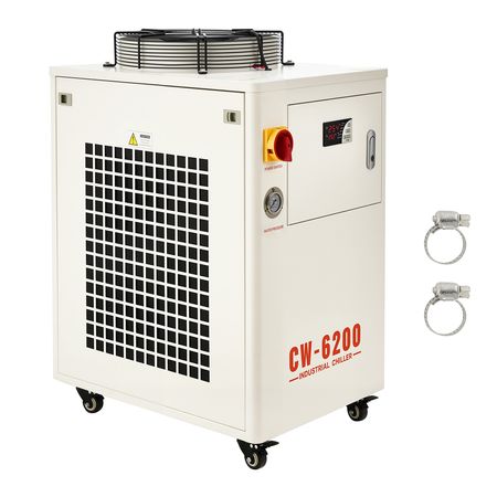 Industrial Water Chiller, 17,060 BTU/h, Industrial Water Cooler Cooling System with Compressor, 3.96 Gal Tank Capacity, 18.5 GPM Max Flow Rate, for CO2 Laser Tube Engraving & Cutting Machine