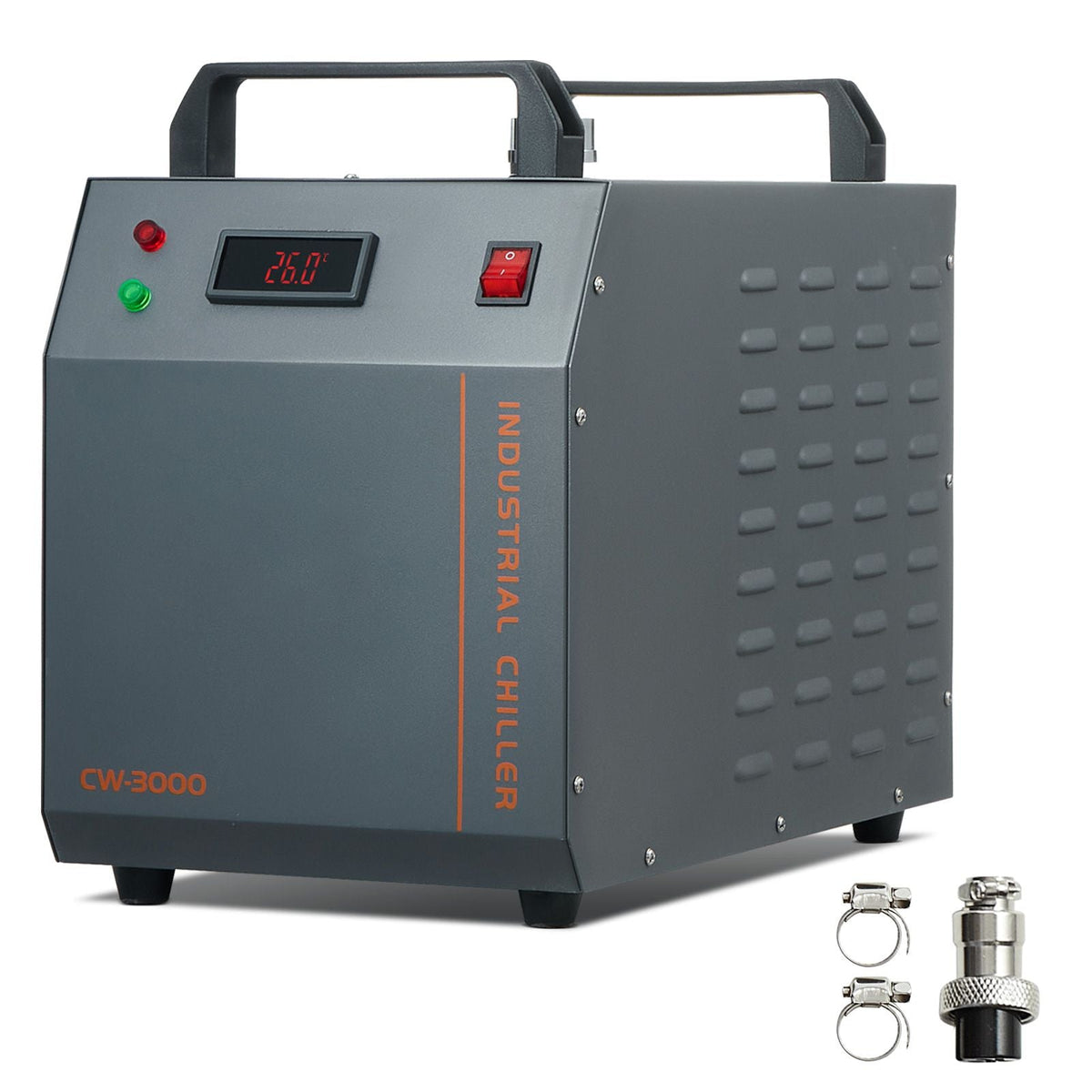 Industrial Water Chiller, CW-3000, 80W Air-Cooled Industrial Water Cooler Cooling System with 12 L Water Tank Capacity 12 L/min Maximum Flow Rate, for Laser Engraving Machine Cooling Machine