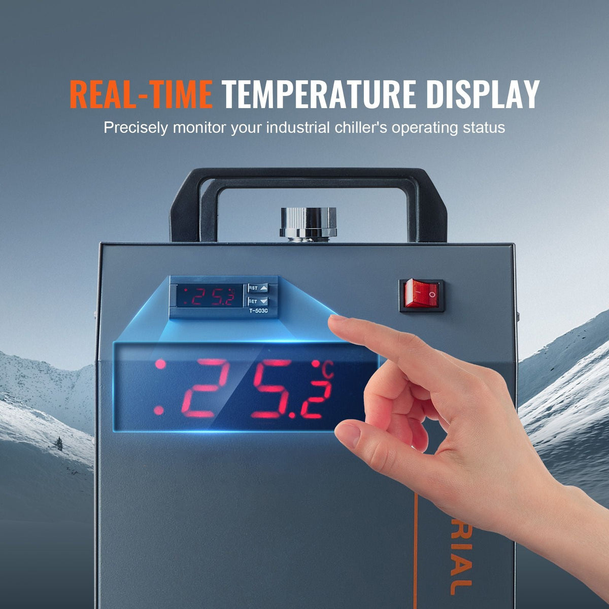 Industrial Water Chiller, CW-5200, Industrial Water Cooler Cooling System with Built-in Compressor 7L Water Tank Capacity 13 L/min Max Flow Rate, for CO2 Laser Engraving Machine Cooling Machine