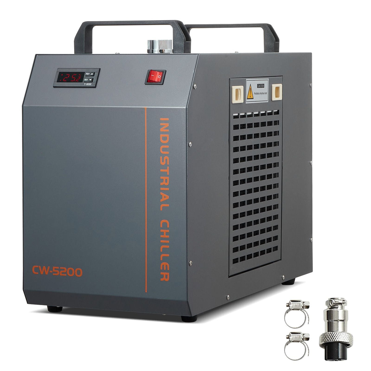 Industrial Water Chiller, CW-5200, Industrial Water Cooler Cooling System with Built-in Compressor 7L Water Tank Capacity 13 L/min Max Flow Rate, for CO2 Laser Engraving Machine Cooling Machine