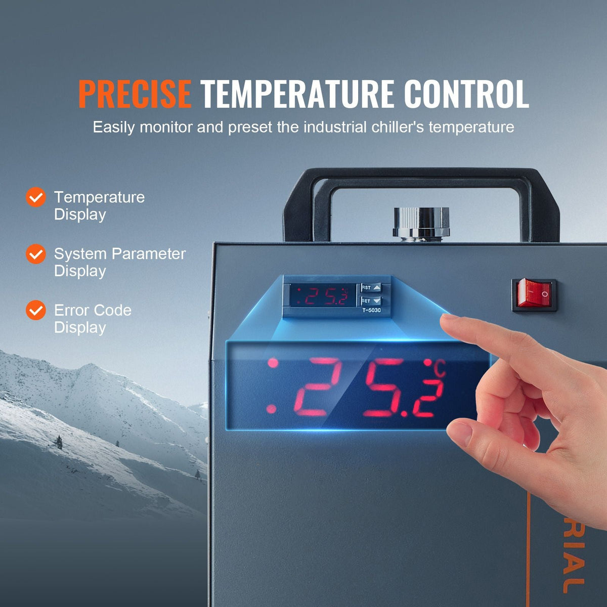 Industrial Water Chiller, CW-5202, Industrial Water Cooler Cooling System with Built-in Compressor 7L Water Tank Capacity 18 L/min Max Flow Rate, for CO2 Laser Engraving Machine Cooling Machine