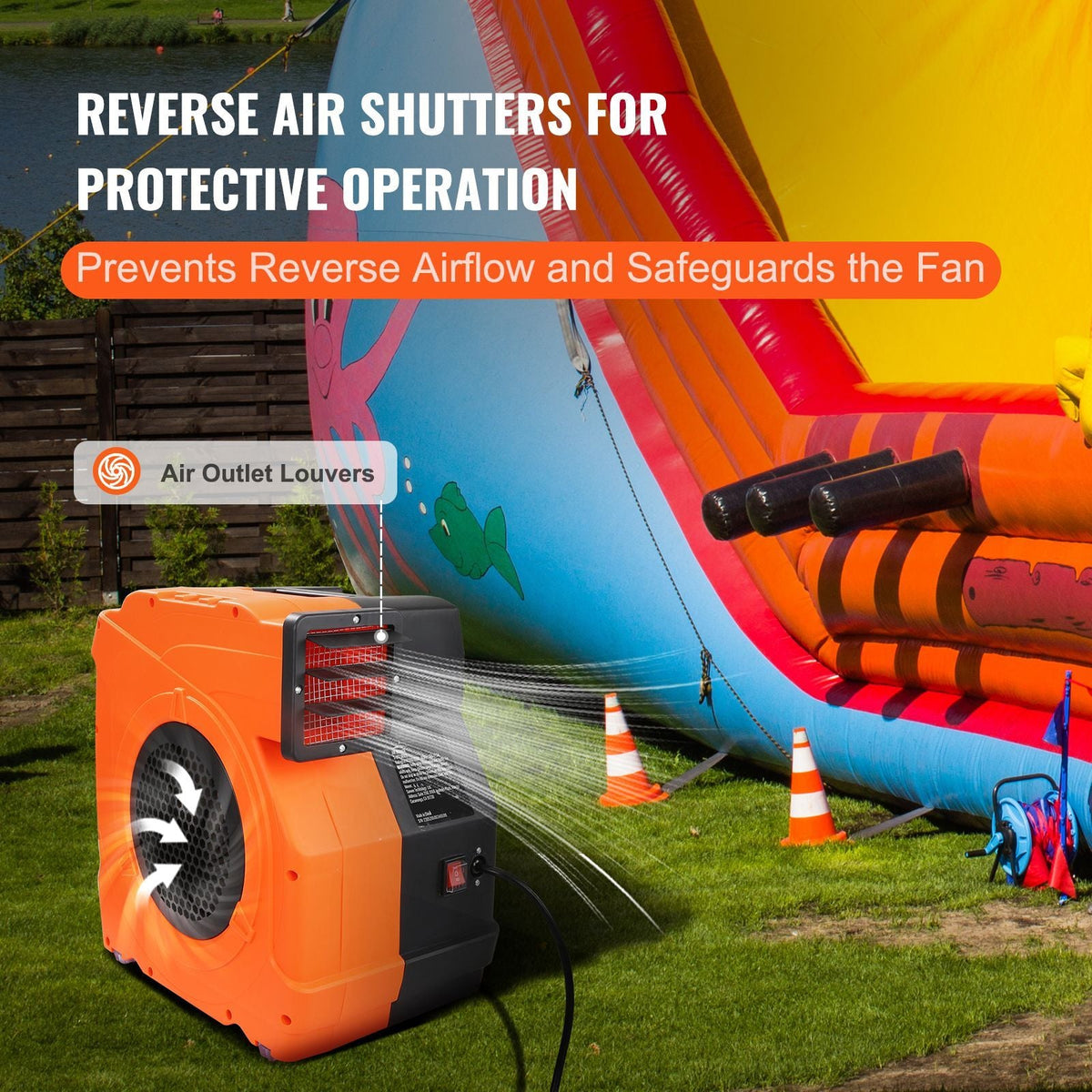 Inflatable Blower, 1100W, 1.5 & 1.7 HP Bounce House Blower, Pump Commercial Air Blower for Inflatables, 3100 RPM Bouncy Castle Electric Fan for Bounce House, Waterslides, Tested to UL Standards