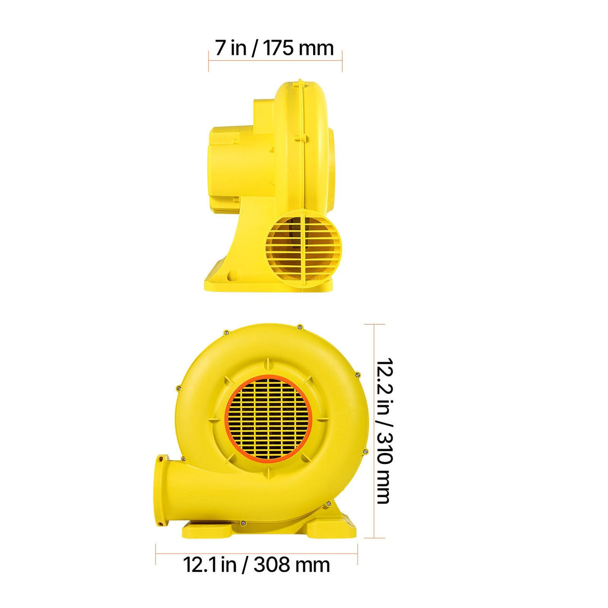 Inflatable Blower, 380W&450W, 0.5 & 0.6 HP Bounce House Blower, Pump Commercial Air Blower for Inflatables, Bouncy Castle Electric Air Blower Fan Perfect for Bounce House, Waterslides, Yellow