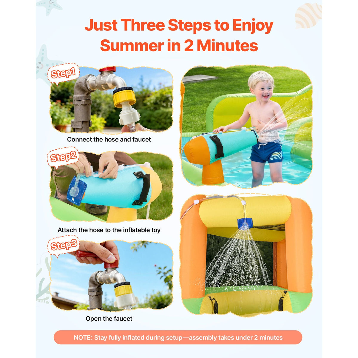 Inflatable Bounce House, 13.3 x 11.4 x 8.4 ft Inflatable Bounce House Water Slide, Bouncer Castle with Climbing Wall, Double Tall Slides, Splash Pool & Mini Soccer, for 3 to 4 Kids Ages 3 to 8