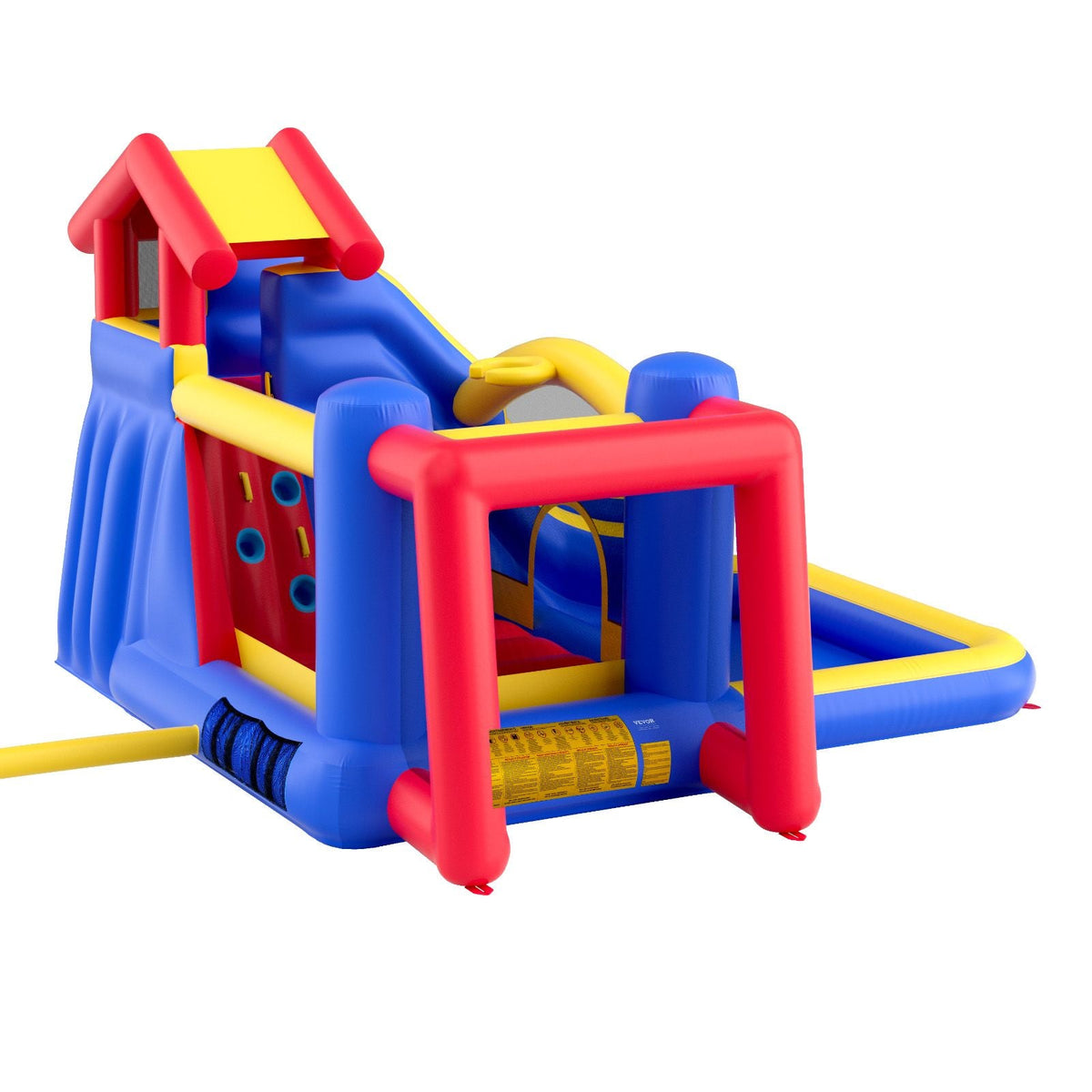 Inflatable Bounce House, Outdoor High Quality Playhouse Trampoline, Jumping Bouncer with Blower, Slide, and Storage Bag, Family Backyard Bouncy Castle, for Kid Ages 3–8 Years, 131x133x91 inch