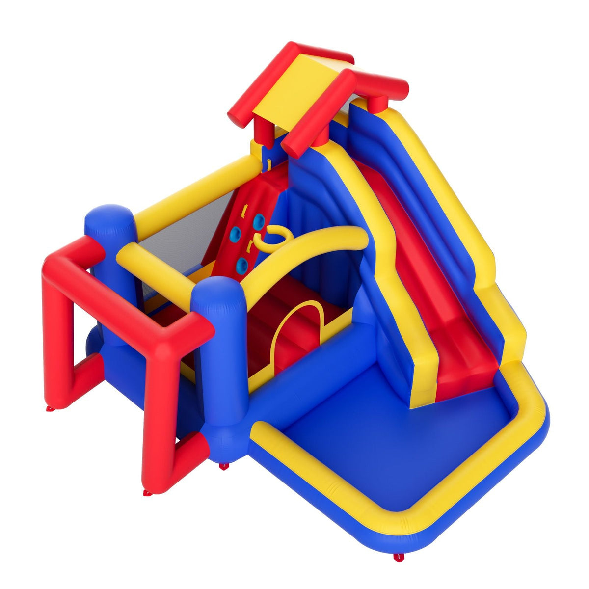 Inflatable Bounce House, Outdoor High Quality Playhouse Trampoline, Jumping Bouncer with Blower, Slide, and Storage Bag, Family Backyard Bouncy Castle, for Kid Ages 3–8 Years, 131x133x91 inch