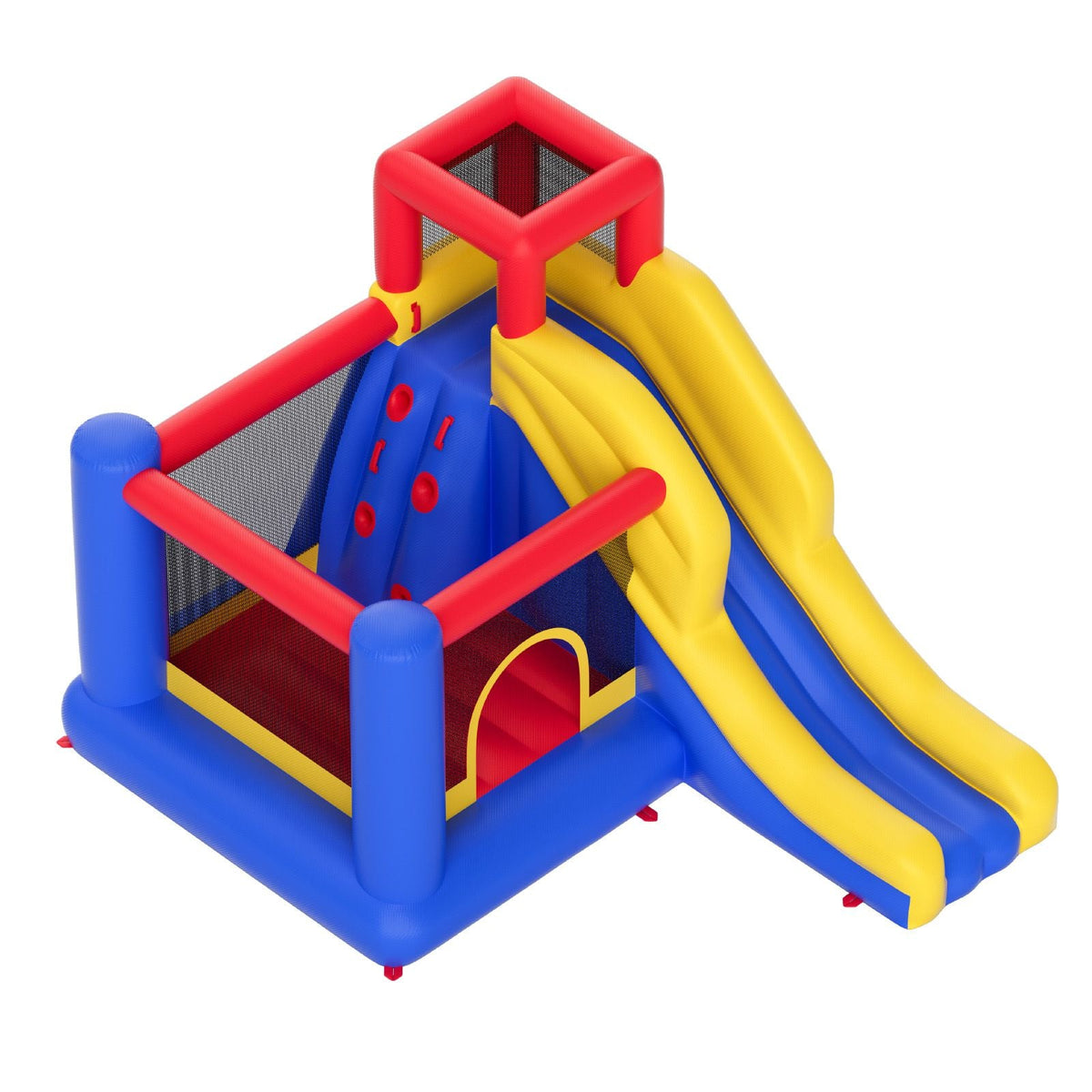 Inflatable Bounce House, Outdoor High Quality Playhouse Trampoline, Jumping Bouncer with Blower, Slide, and Storage Bag, Family Backyard Bouncy Castle, for Kid Ages 3–8 Years, 134x102x91 inch