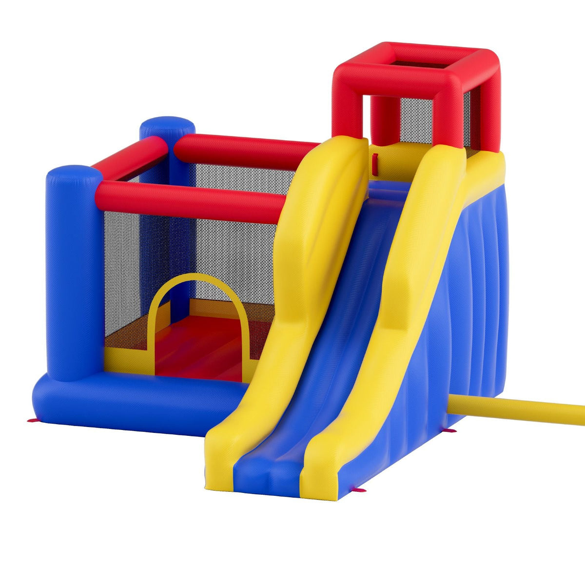 Inflatable Bounce House, Outdoor High Quality Playhouse Trampoline, Jumping Bouncer with Blower, Slide, and Storage Bag, Family Backyard Bouncy Castle, for Kid Ages 3–8 Years, 134x102x91 inch