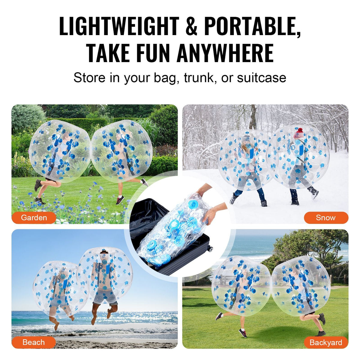 Inflatable Bumper Ball 1-Pack, 4FT/1.2M Body Sumo Zorb Balls for Teen & Adult, 0.8mm Thick PVC Human Hamster Bubble Balls for Outdoor Team Gaming Play, Bumper Bopper Toys for Garden, Yard, Park