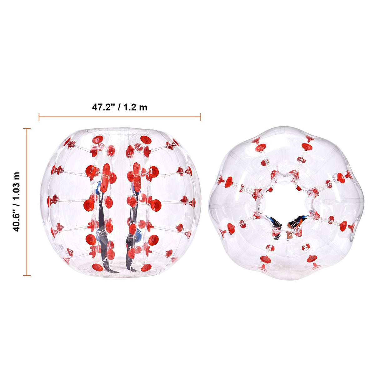 Inflatable Bumper Ball 1-Pack, 4FT/1.2M Body Sumo Zorb Balls for Teen & Adult, 0.8mm Thick PVC Human Hamster Bubble Balls for Outdoor Team Gaming Play, Bumper Bopper Toys for Garden, Yard, Park