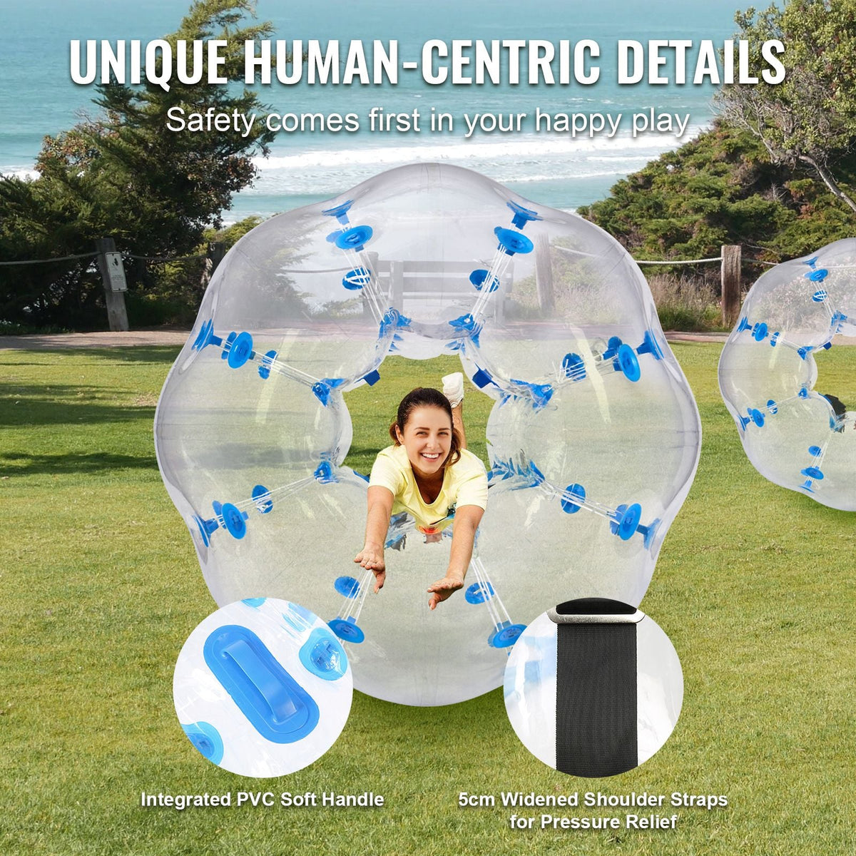 Inflatable Bumper Ball 1-Pack, 4FT/1.2M Body Sumo Zorb Balls for Teen & Adult, 0.8mm Thick PVC Human Hamster Bubble Balls for Outdoor Team Gaming Play, Bumper Bopper Toys for Garden, Yard, Park