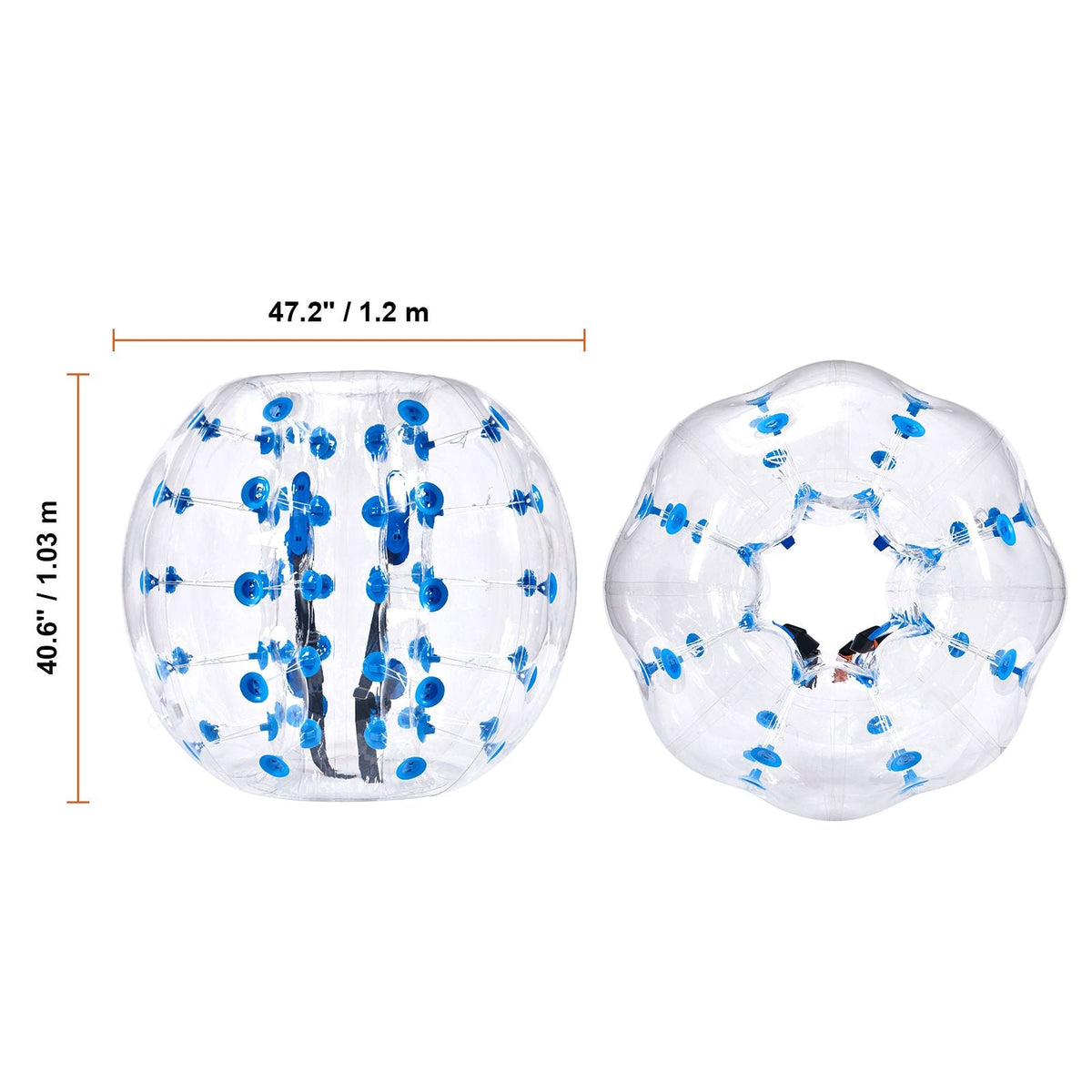 Inflatable Bumper Ball 1-Pack, 4FT/1.2M Body Sumo Zorb Balls for Teen & Adult, 0.8mm Thick PVC Human Hamster Bubble Balls for Outdoor Team Gaming Play, Bumper Bopper Toys for Garden, Yard, Park