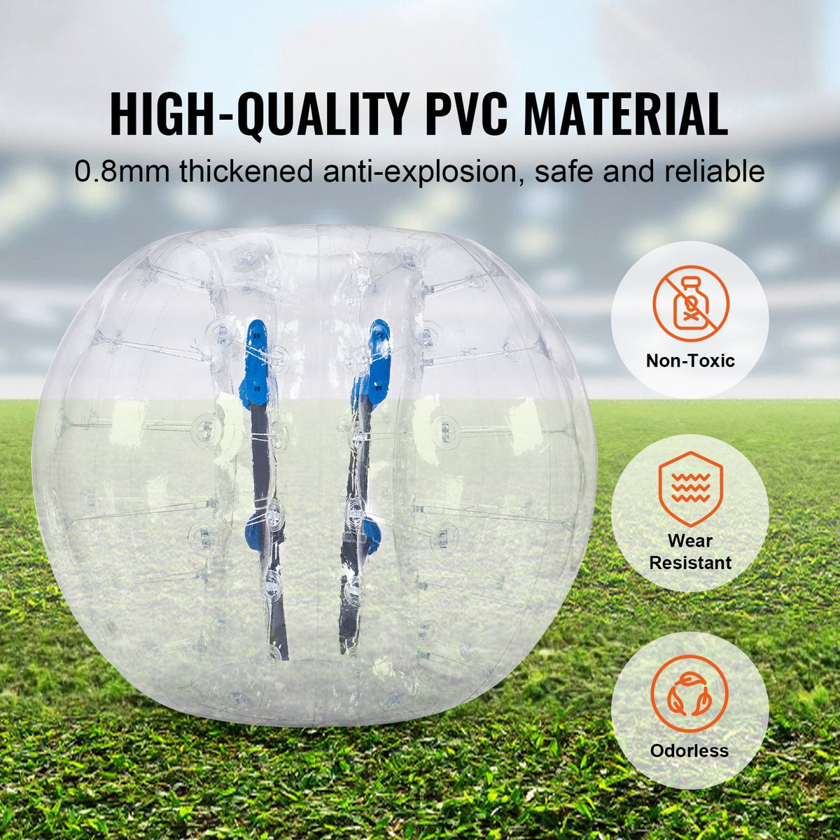 Inflatable Bumper Ball 1-Pack, 5FT/1.5M Body Sumo Zorb Balls for Teen & Adult, 0.8mm Thick PVC Human Hamster Bubble Balls for Outdoor Team Gaming Play, Bumper Bopper Toys for Garden, Yard, Park