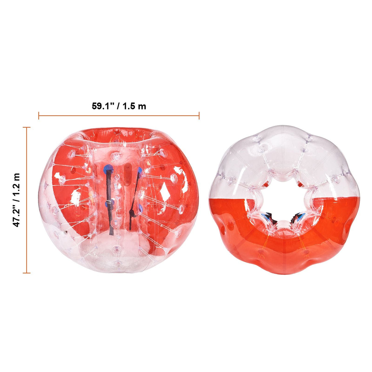 Inflatable Bumper Ball 1-Pack, 5FT/1.5M Body Sumo Zorb Balls for Teen & Adult, 0.8mm Thick PVC Human Hamster Bubble Balls for Outdoor Team Gaming Play, Bumper Bopper Toys for Garden, Yard, Park