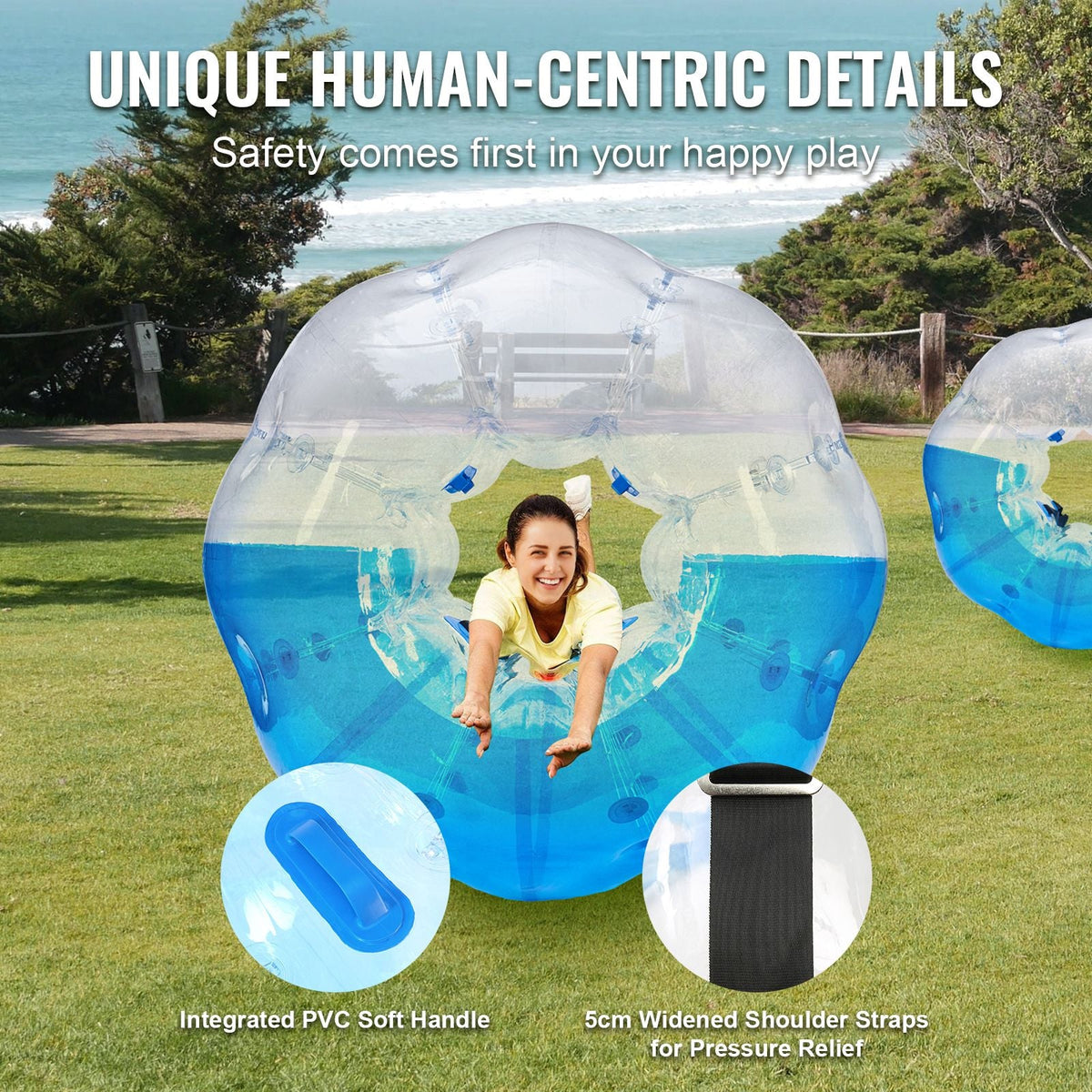 Inflatable Bumper Ball 1-Pack, 5FT/1.5M Body Sumo Zorb Balls for Teen & Adult, 0.8mm Thick PVC Human Hamster Bubble Balls for Outdoor Team Gaming Play, Bumper Bopper Toys for Garden, Yard, Park