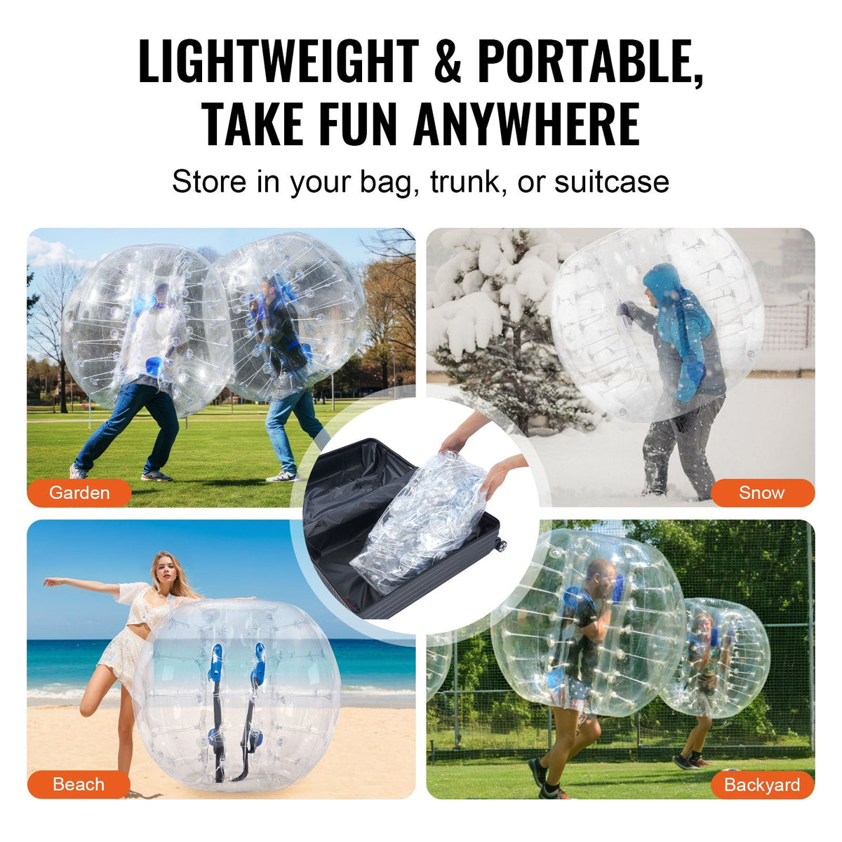 Inflatable Bumper Ball 1-Pack, 5FT/1.5M Body Sumo Zorb Balls for Teen & Adult, 0.8mm Thick PVC Human Hamster Bubble Balls for Outdoor Team Gaming Play, Bumper Bopper Toys for Garden, Yard, Park