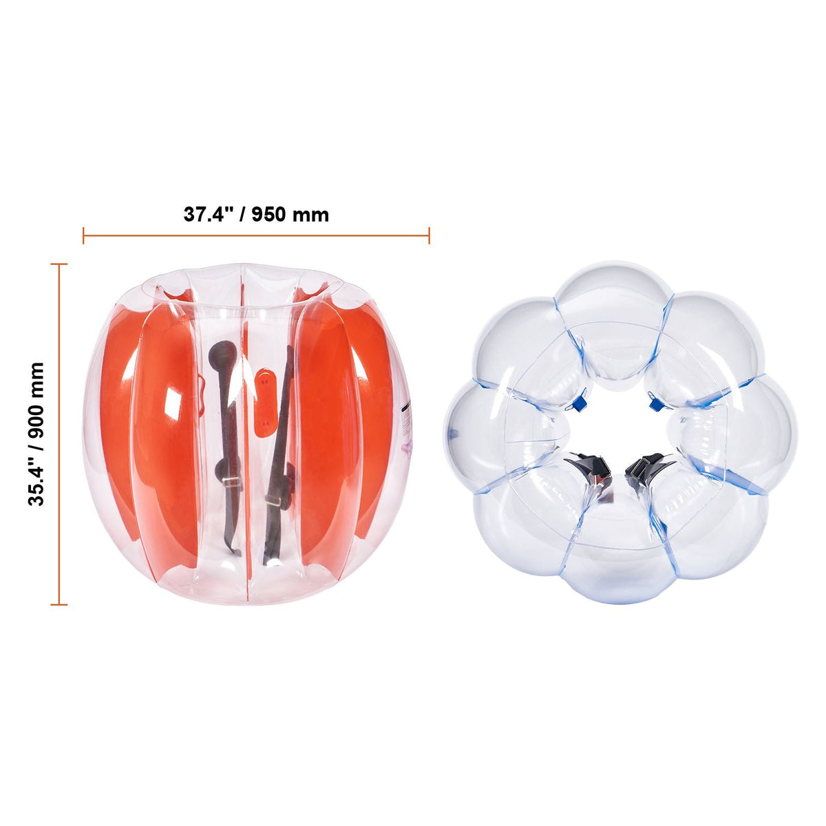 Inflatable Bumper Balls 2-Pack, 3FT/0.9M Body Sumo Zorb Balls for Kids & Teens, Durable PVC Human Hamster Bubble Balls for Outdoor Team Gaming Play, Bumper Bopper Toys for Playground, Yard, Par