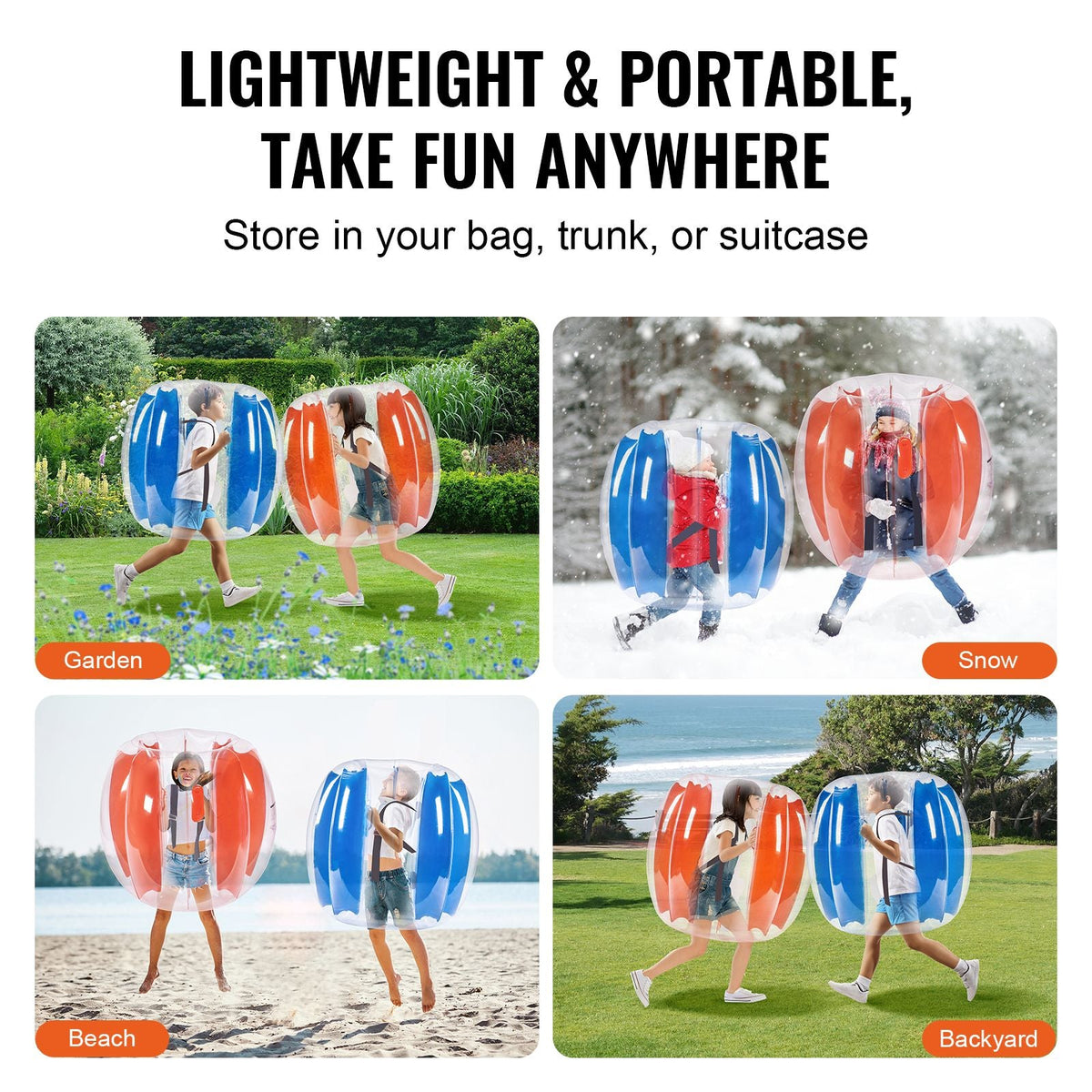 Inflatable Bumper Balls 2-Pack, 3FT/0.9M Body Sumo Zorb Balls for Kids & Teens, Durable PVC Human Hamster Bubble Balls for Outdoor Team Gaming Play, Bumper Bopper Toys for Playground, Yard, Par