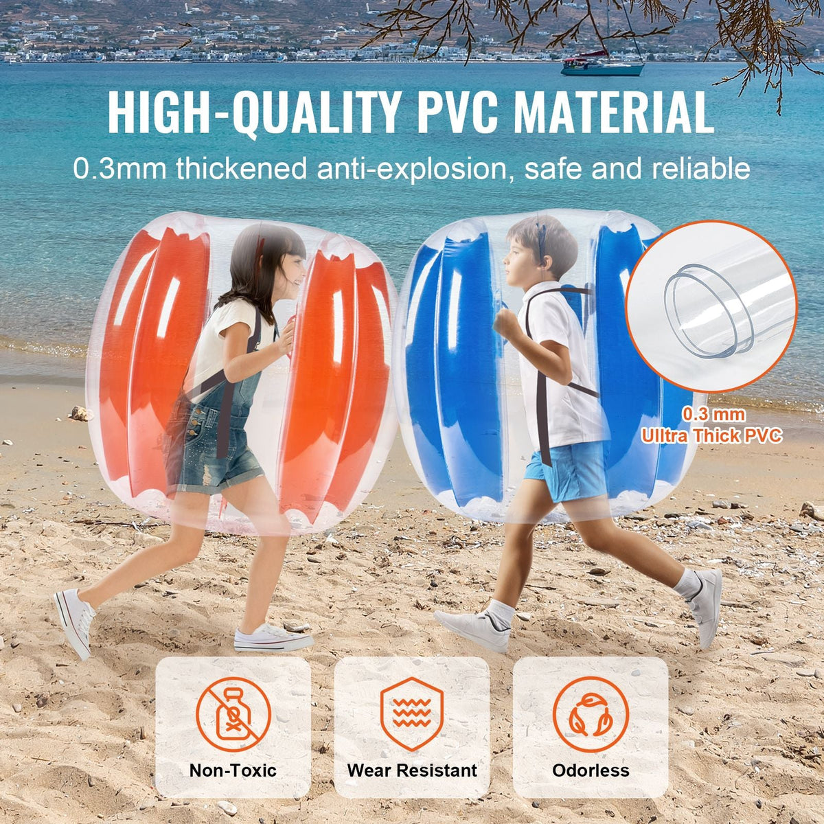 Inflatable Bumper Balls 2-Pack, 3FT/0.9M Body Sumo Zorb Balls for Kids & Teens, Durable PVC Human Hamster Bubble Balls for Outdoor Team Gaming Play, Bumper Bopper Toys for Playground, Yard, Par