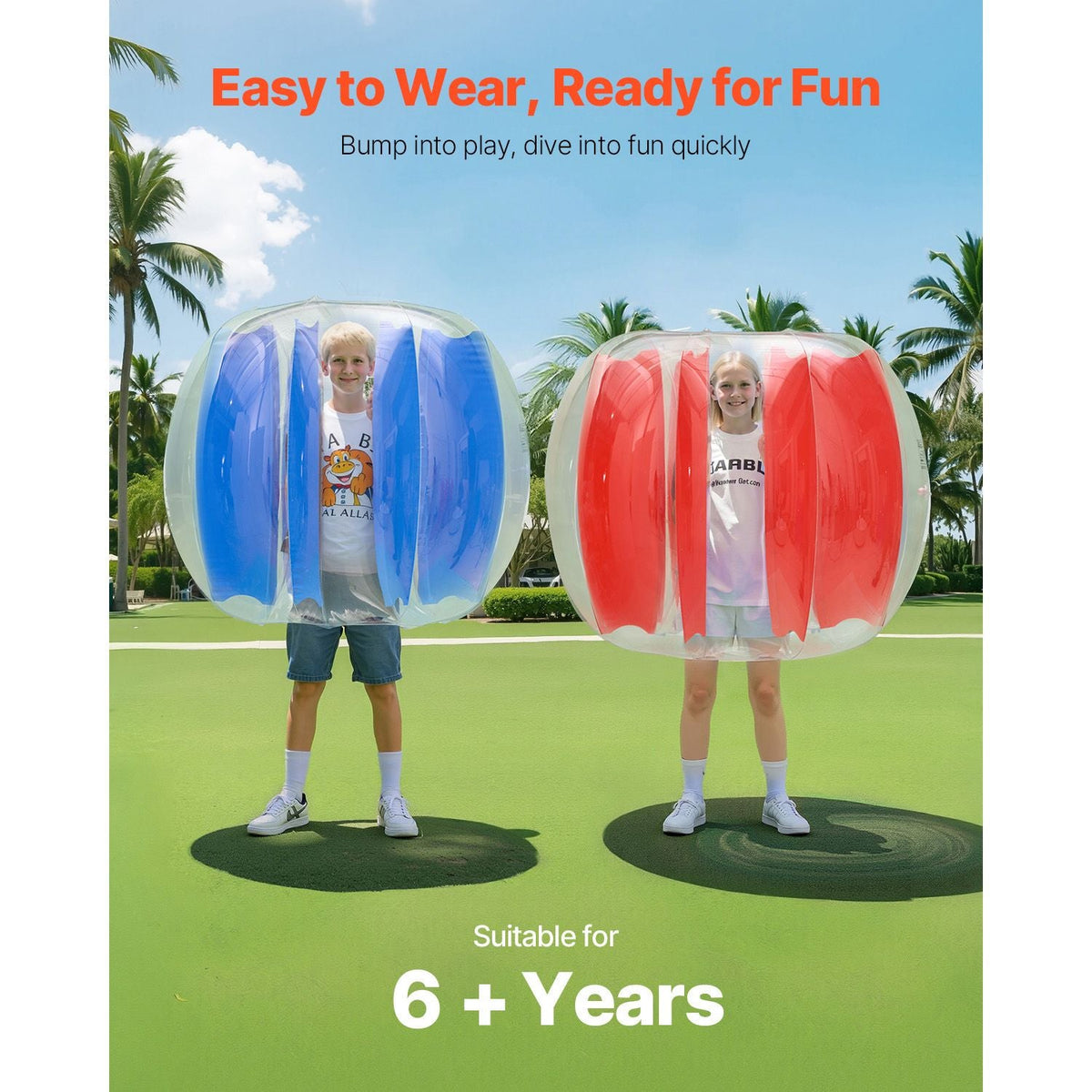 Inflatable Bumper Balls 2-Pack, 4FT/1.2M Body Sumo Ball, Durable Thick PVC Human Hamster Bubble Knocker for Outdoor Sports Team Gaming Play, Bopper Toy for Garden Yard Park, Red & Blue