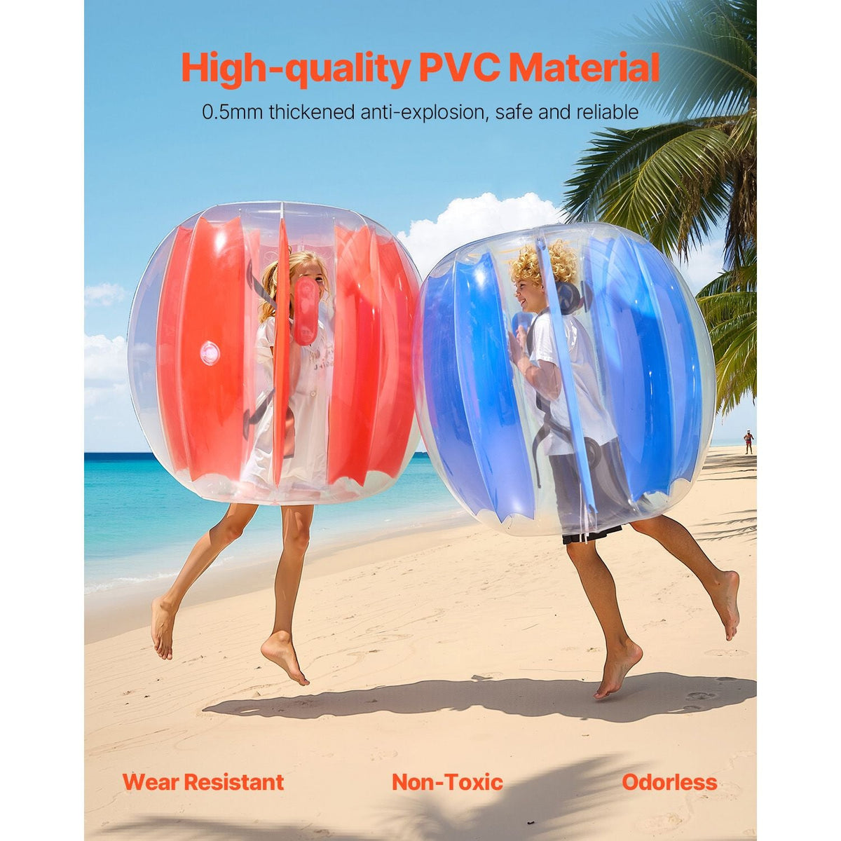 Inflatable Bumper Balls 2-Pack, 4FT/1.2M Body Sumo Ball, Durable Thick PVC Human Hamster Bubble Knocker for Outdoor Sports Team Gaming Play, Bopper Toy for Garden Yard Park, Red & Blue