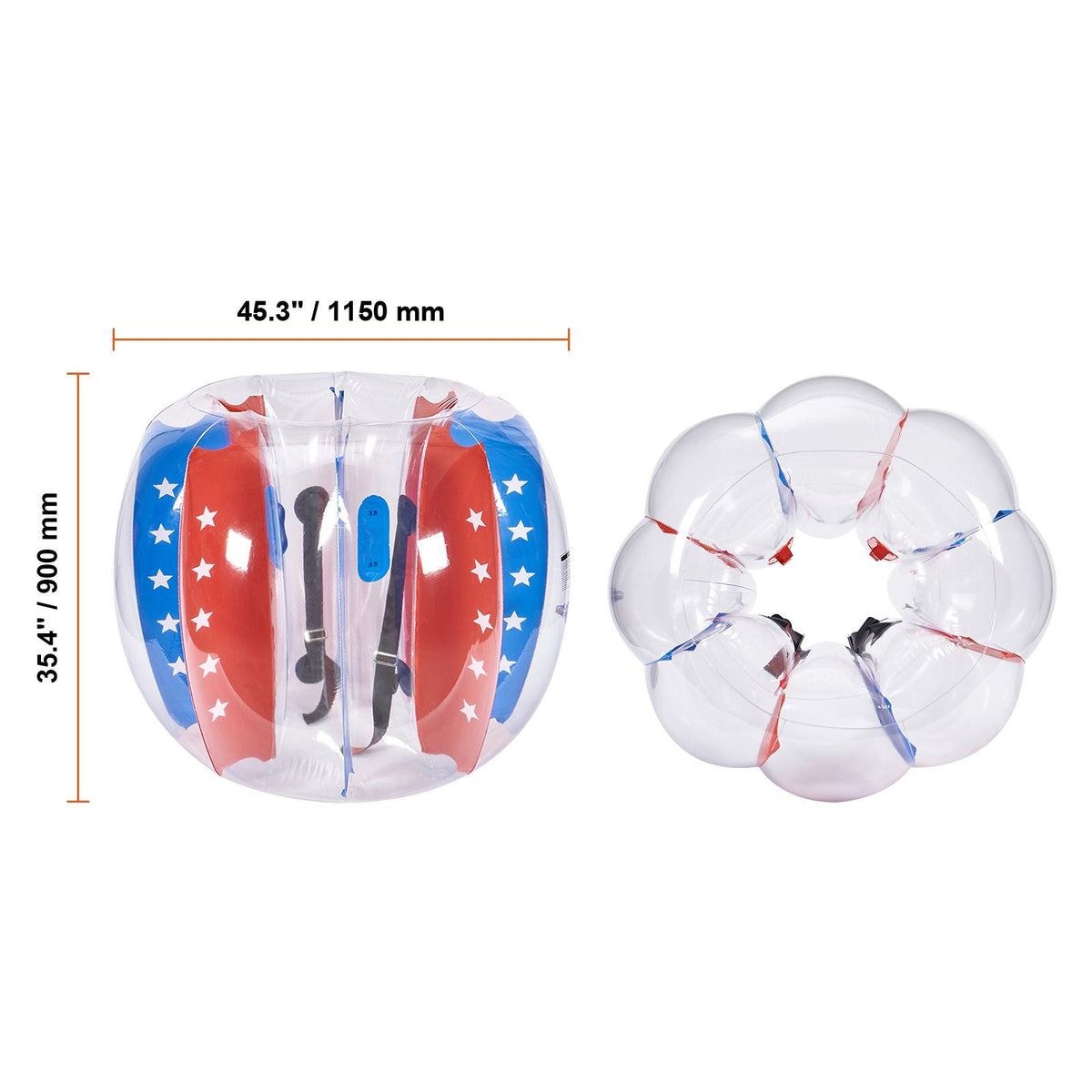 Inflatable Bumper Balls 2-Pack, 4FT/1.2M Body Sumo Zorb Balls for Kids & Teens, Durable PVC Human Hamster Bubble Balls for Outdoor Team Gaming Play, Bumper Bopper Toys for Playground, Yard, Park