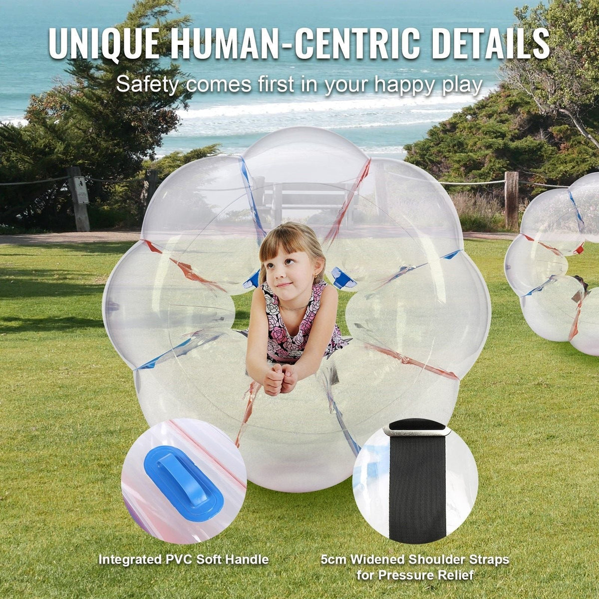 Inflatable Bumper Balls 2-Pack, 4FT/1.2M Body Sumo Zorb Balls for Kids & Teens, Durable PVC Human Hamster Bubble Balls for Outdoor Team Gaming Play, Bumper Bopper Toys for Playground, Yard, Park