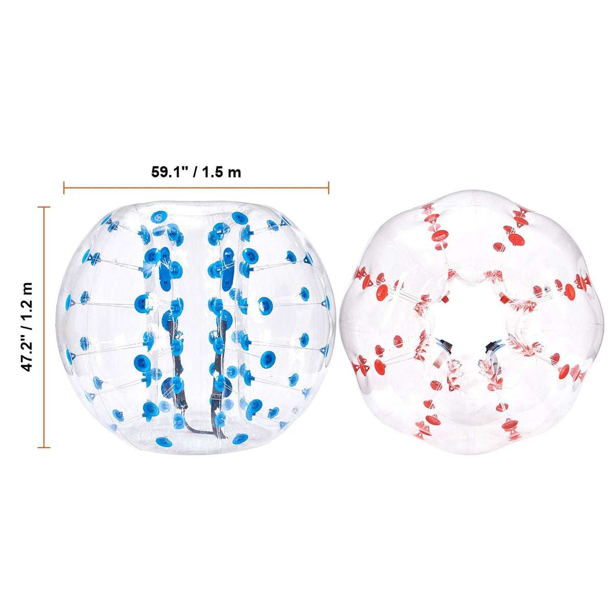 Inflatable Bumper Balls 2-Pack, 5FT/1.5M Body Sumo Zorb Balls for Teen & Adult, 0.8mm Thick PVC Human Hamster Bubble Balls for Outdoor Team Gaming Play, Bumper Bopper Toys for Garden, Yard, Park