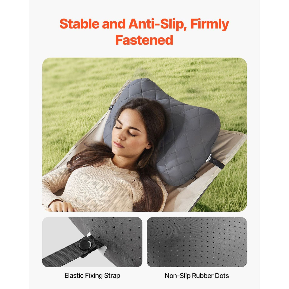 Inflatable Camping Pillow, 5-Inch Thickened Travel Pillow, Soft Backpacking Pillows with Removable & Washable Cover, Storage Bag, Lightweight and Portable for Camping, Air Travel, Hiking, Office