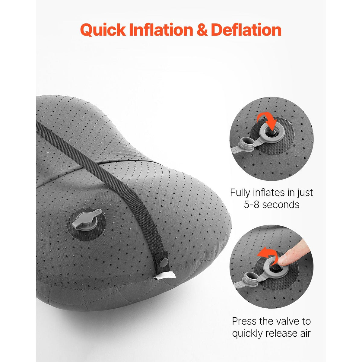 Inflatable Camping Pillow, 5-Inch Thickened Travel Pillow, Soft Backpacking Pillows with Removable & Washable Cover, Storage Bag, Lightweight and Portable for Camping, Air Travel, Hiking, Office