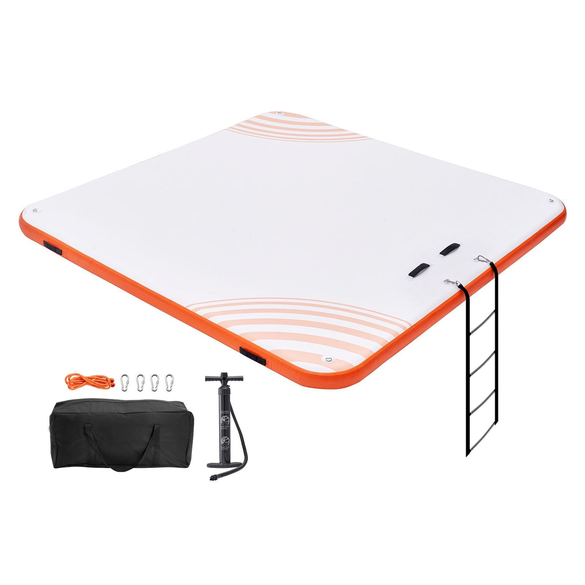Inflatable Floating Dock, 10 x 10FT Inflatable Dock Platform, Non-Slip Water Floating Dock Mat with Portable Carrying Bag & Detachable Ladder, Floating Platform Island Raft for Pool Beach Ocean