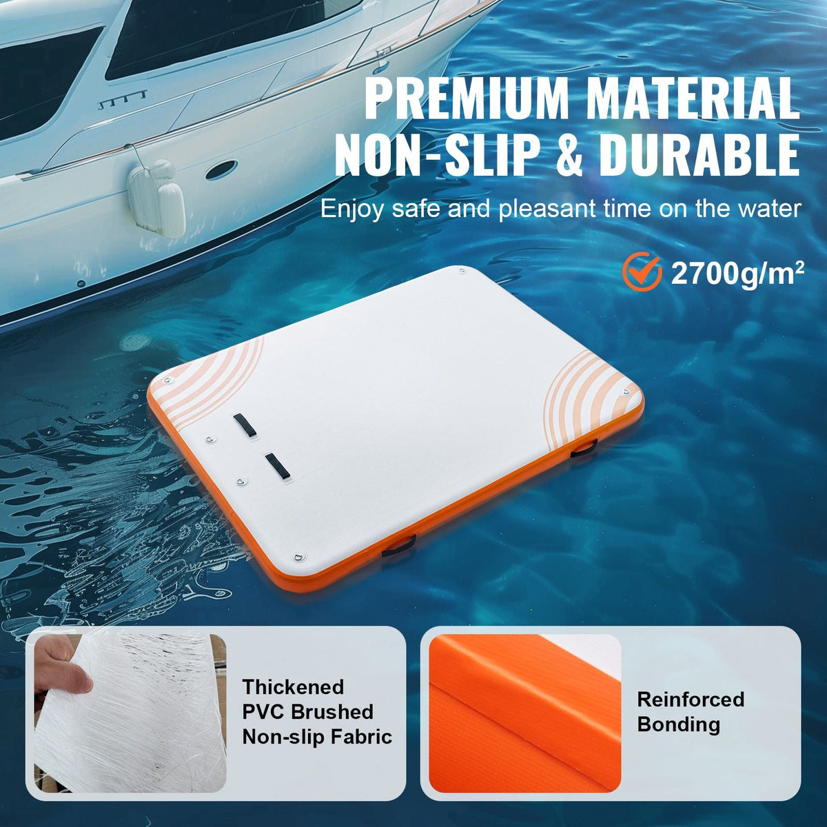 Inflatable Floating Dock, 10 x 8FT Inflatable Dock Platform, Non-Slip Water Floating Dock Mat with Detachable Ladder & Portable Carrying Bag, Floating Platform Island Raft for Ocean Pool Beach