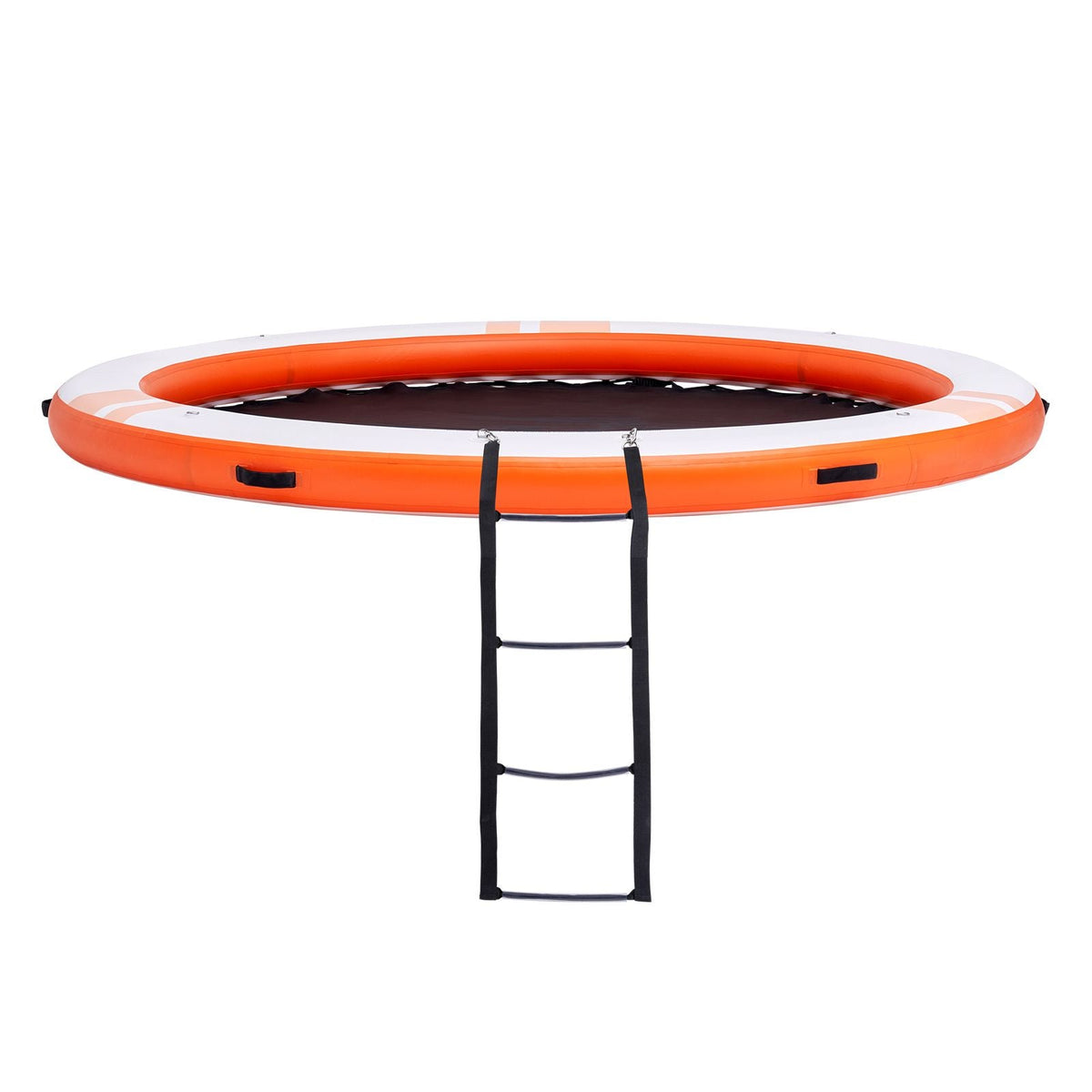 Inflatable Floating Dock, ø10FT Inflatable Dock Platform with ø8FT Trampoline Mesh Pool, Non-Slip Floating Platform Water Mat with Portable Bag & Detachable Ladder for Pool Beach Relaxation
