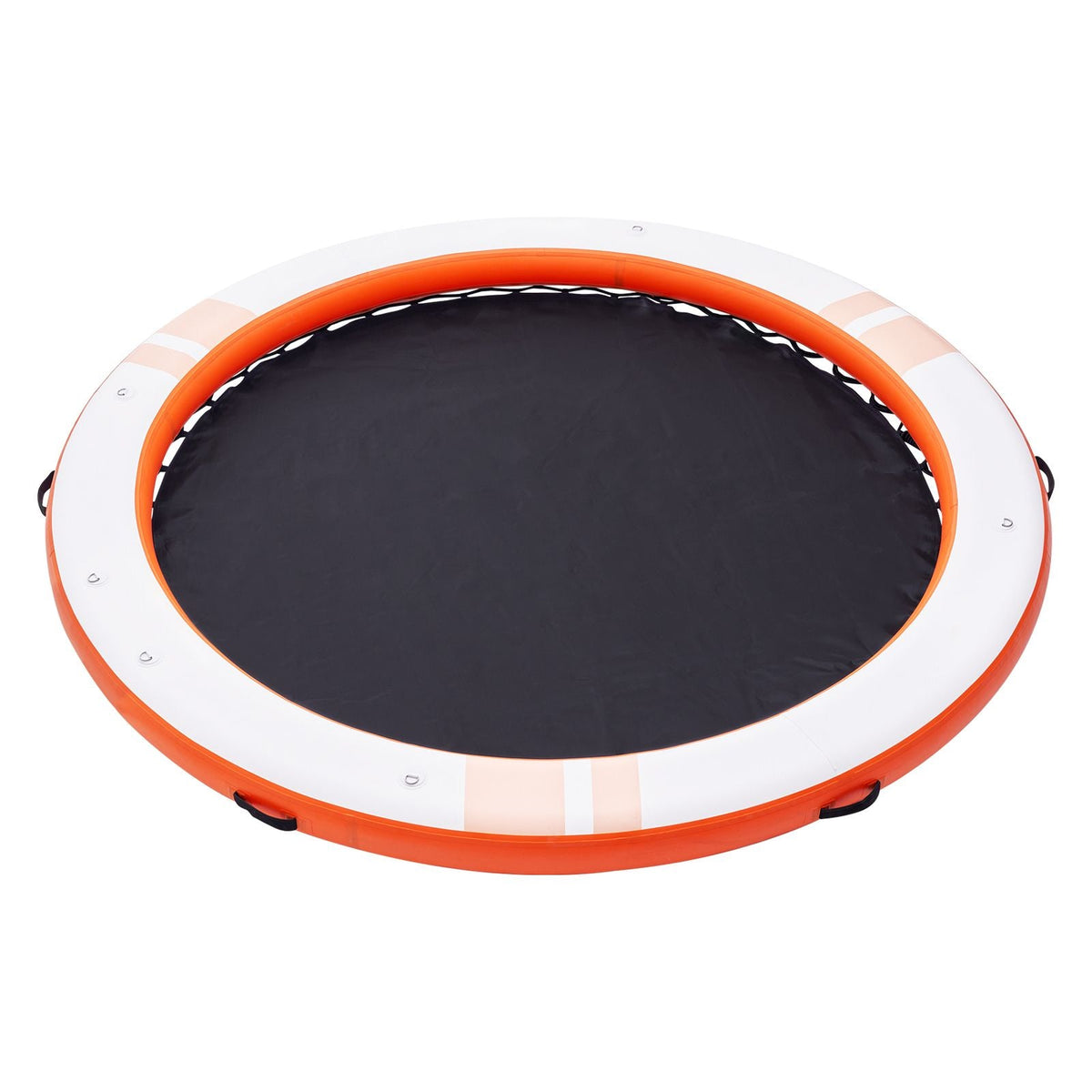 Inflatable Floating Dock, ø10FT Inflatable Dock Platform with ø8FT Trampoline Mesh Pool, Non-Slip Floating Platform Water Mat with Portable Bag & Detachable Ladder for Pool Beach Relaxation