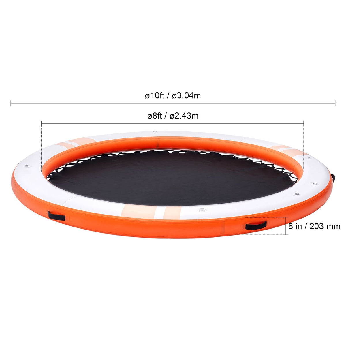 Inflatable Floating Dock, ø10FT Inflatable Dock Platform with ø8FT Trampoline Mesh Pool, Non-Slip Floating Platform Water Mat with Portable Bag & Detachable Ladder for Pool Beach Relaxation