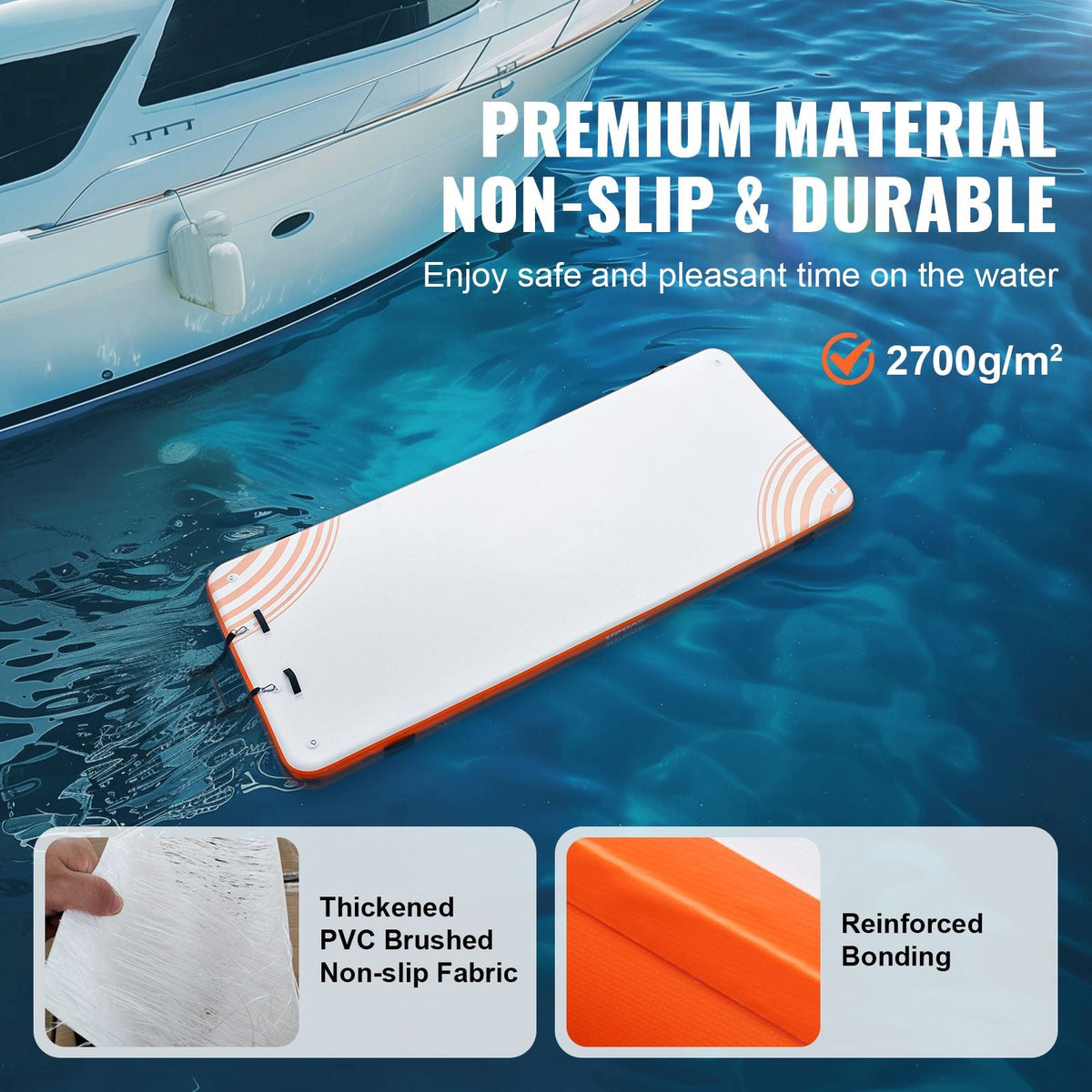 Inflatable Floating Dock, 15 x 6FT Inflatable Dock Platform, Non-Slip Water Floating Dock Mat with Detachable Ladder & Portable Carrying Bag, Floating Platform Island Raft for Ocean Pool Beach