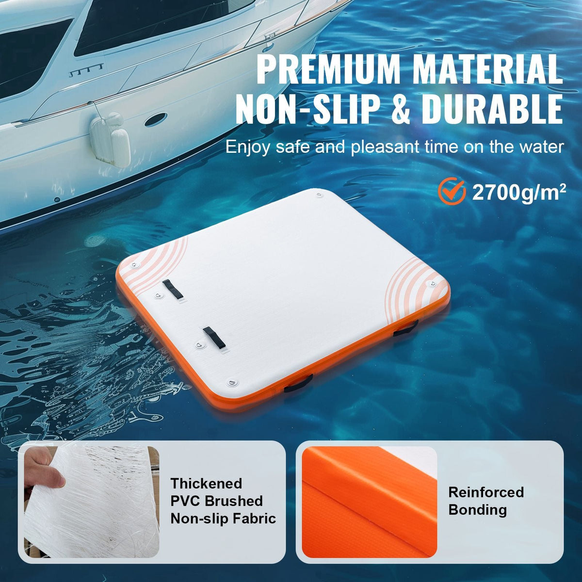 Inflatable Floating Dock, 6 x 5FT Inflatable Dock Platform, Non-Slip Water Floating Dock Mat with Portable Carrying Bag & Detachable Ladder, Floating Platform Island Raft for Pool Beach Ocean