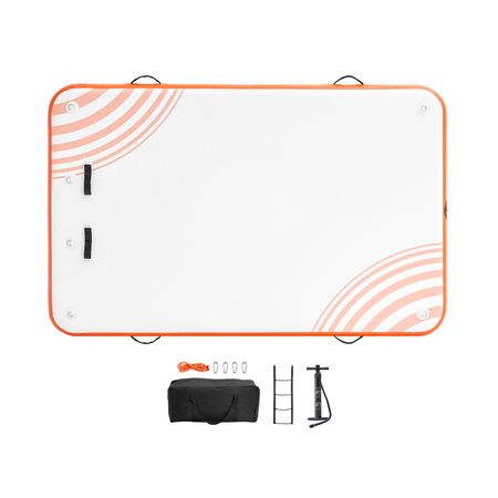 Inflatable Floating Dock, 8 x 5FT Inflatable Dock Platform, Non-Slip Water Floating Dock Mat with Portable Carrying Bag & Detachable Ladder, Floating Platform Island Raft for Pool Beach Ocean