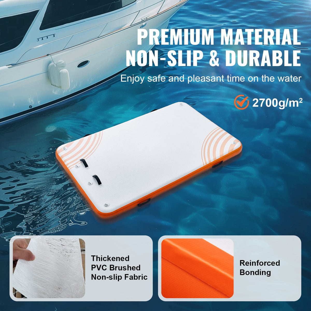 Inflatable Floating Dock, 8 x 5FT Inflatable Dock Platform, Non-Slip Water Floating Dock Mat with Portable Carrying Bag & Detachable Ladder, Floating Platform Island Raft for Pool Beach Ocean