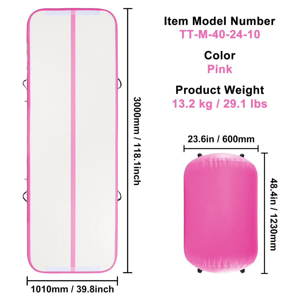 Inflatable Gymnastics Air Mat Set, 2 PCS Tumbling Mat, Tumble Track with Electric Pump, Air Roller Barrel Gymnastics Equipment, Training Mats for Home Use/Gym/Yoga/Cheerleading/Beach/Park/Water