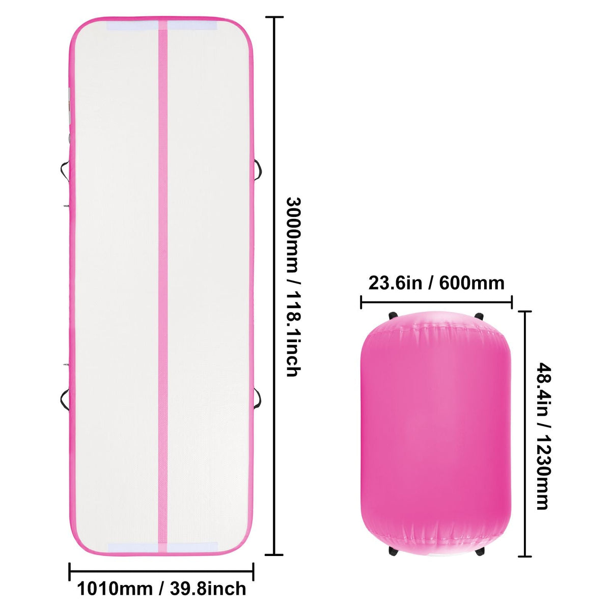 Inflatable Gymnastics Air Mat Set, 2 PCS Tumbling Mat, Tumble Track with Electric Pump, Air Roller Barrel Gymnastics Equipment, Training Mats for Home Use/Gym/Yoga/Cheerleading/Beach/Park/Water