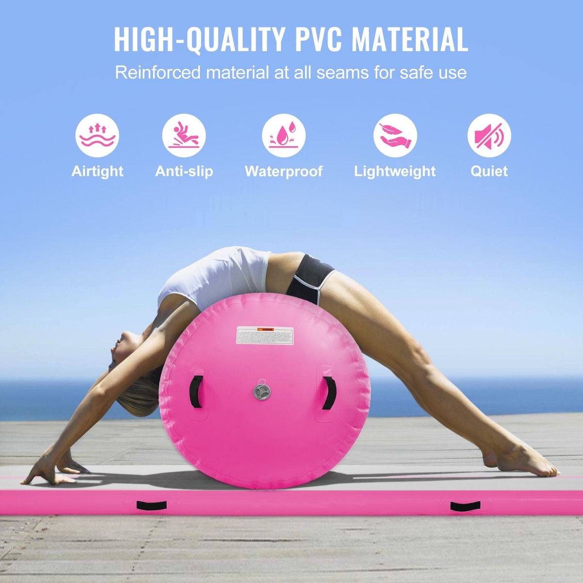 Inflatable Gymnastics Air Mat Set, 2 PCS Tumbling Mat, Tumble Track with Electric Pump, Air Roller Barrel Gymnastics Equipment, Training Mats for Home Use/Gym/Yoga/Cheerleading/Beach/Park/Water