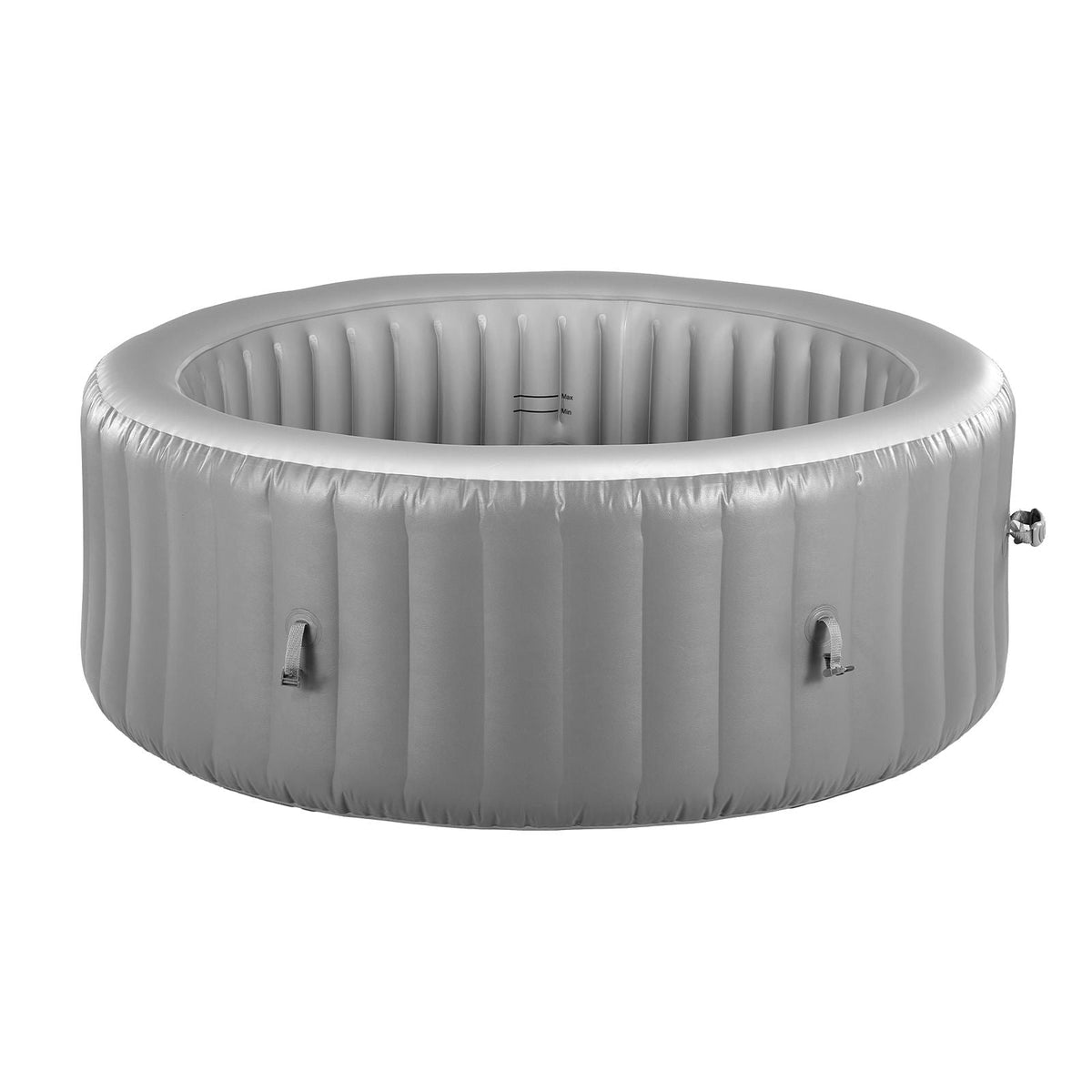 Inflatable Hot Tub, 6 to 8 Person Capacity, 94.5 x 26in Round Portable Outdoor Spa, with 130 Soothing Jets, Headrest, LED Light, Cover, Multi-function Control Panel, PVC Outdoor Hot Tub, Grey