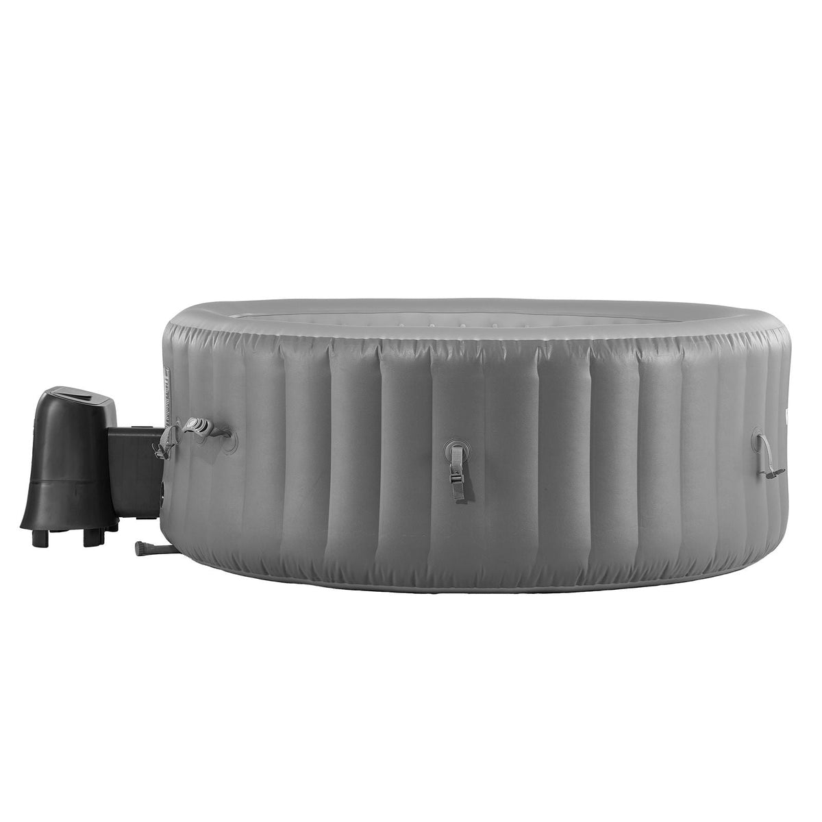 Inflatable Hot Tub, 6 to 8 Person Capacity, 94.5 x 26in Round Portable Outdoor Spa, with 130 Soothing Jets, Headrest, LED Light, Cover, Multi-function Control Panel, PVC Outdoor Hot Tub, Grey