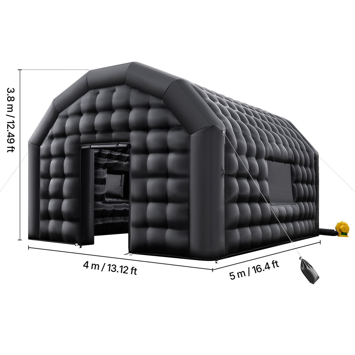 Inflatable Nightclub, 16.4 x 13.1 x 12.5 ft Inflatable Party Tent with 680W Blower & Sandbag, Ventilated Blow up Night Club with 2 Windows, Air Cube House for Event Birthday Wedding Party