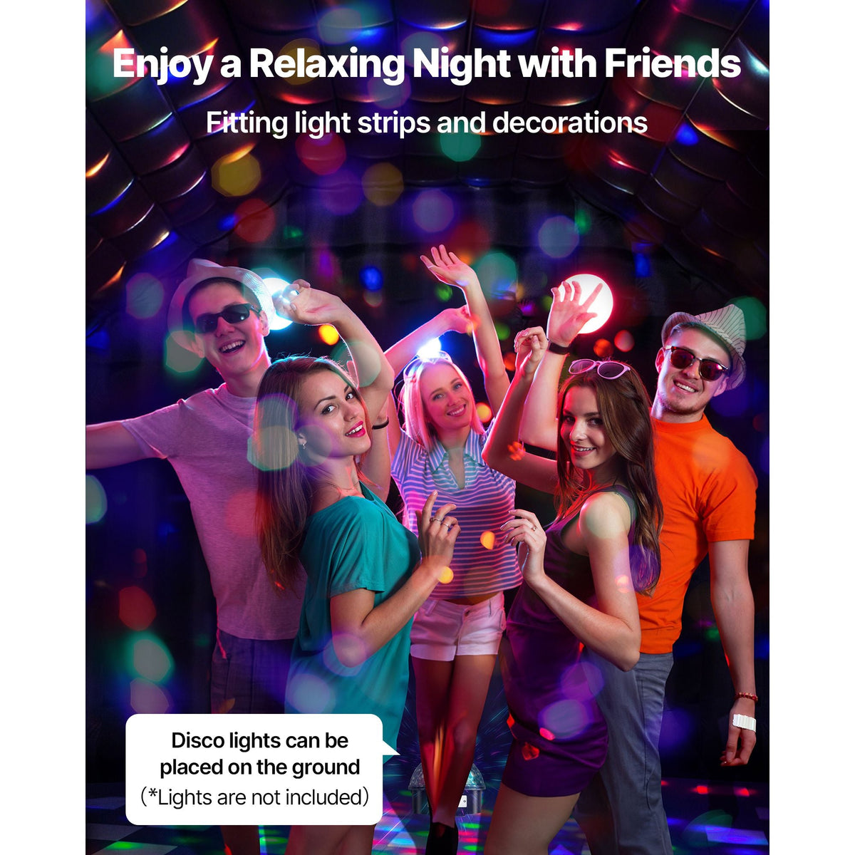 Inflatable Nightclub, 16.4 x 13.1 x 12.5 ft Inflatable Party Tent with 680W Blower & Sandbag, Ventilated Blow up Night Club with 2 Windows, Air Cube House for Event Birthday Wedding Party