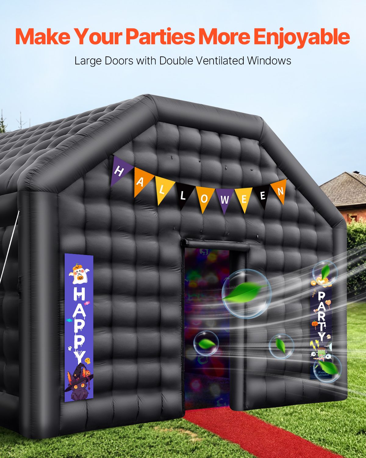 Inflatable Nightclub, 19.7 x 16.4 x 12 Ft, Blow up Party Tent with Disco Lights & 680W Blower, Large Inflatable Night Club Tent for Adults, Inflatable House Air Cube for Wedding Birthday Black