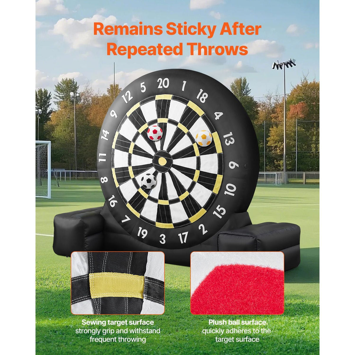 Inflatable Soccer Dart Board, over 8 ft High Giant Soccer Dart Board with 9 Kick Balls & Air Pump, 2-Minutes Setup & Storage Bag for Easy Carrying, for Giant Yard Games, Giant Kick Darts Game