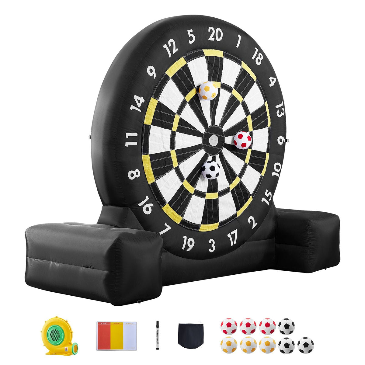Inflatable Soccer Dart Board, over 8 ft High Giant Soccer Dart Board with 9 Kick Balls & Air Pump, 2-Minutes Setup & Storage Bag for Easy Carrying, for Giant Yard Games, Giant Kick Darts Game